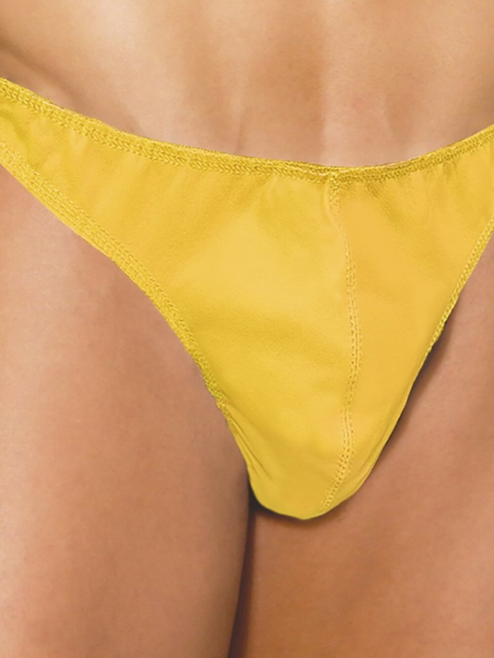 Leather Thong with Side Snaps - Yellow